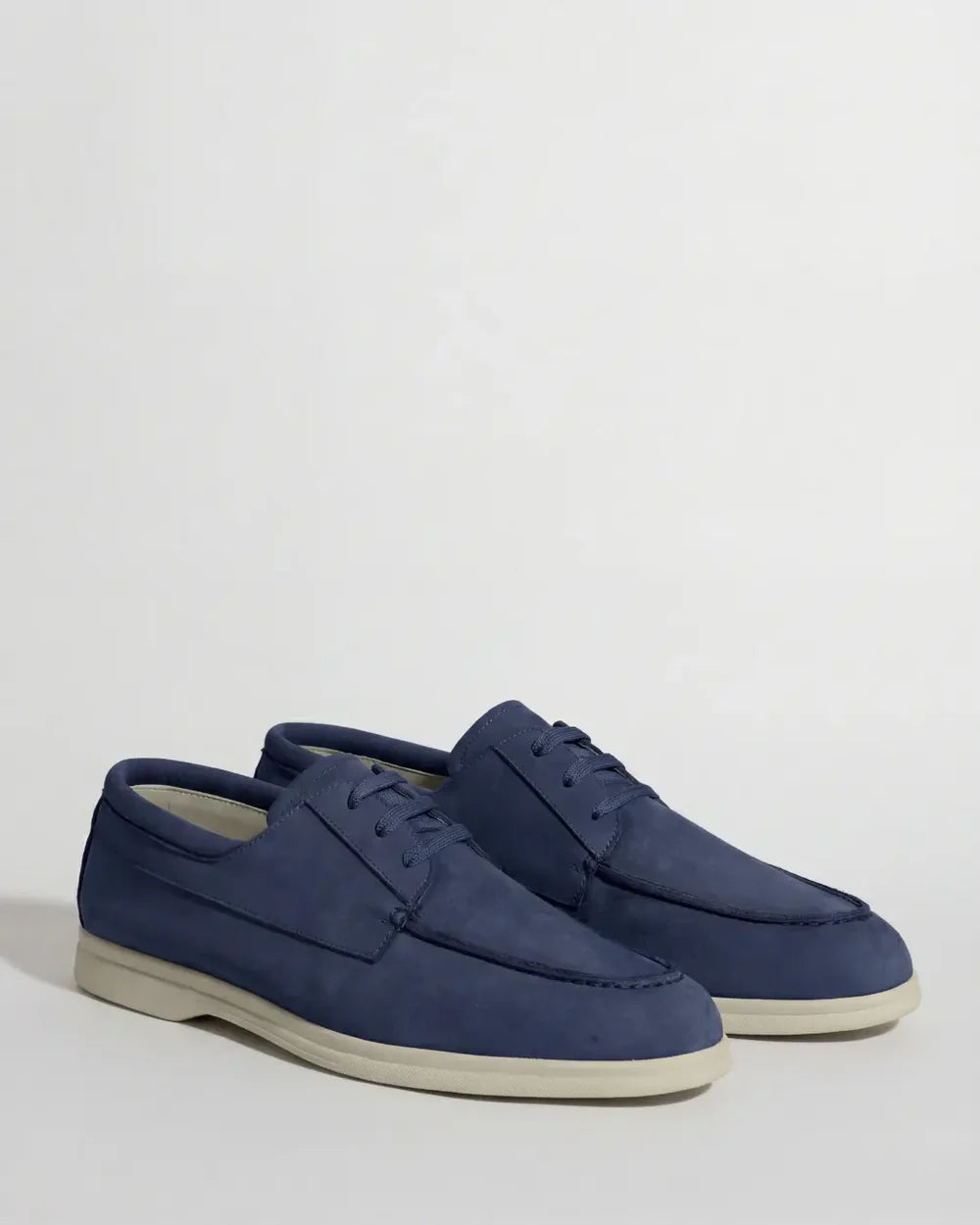 Blue nabuk boat loafers
