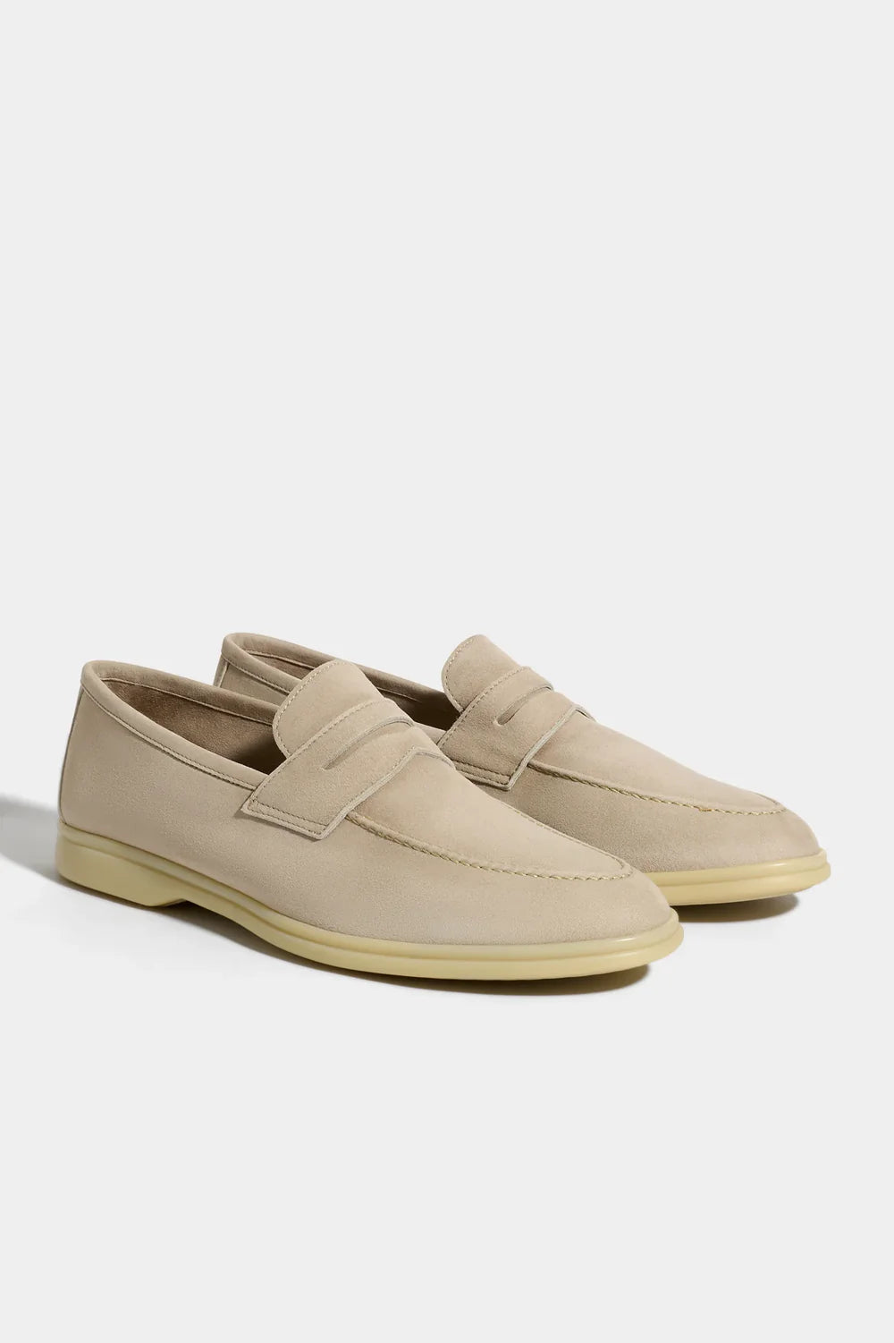 Sand penny loafers